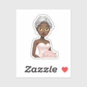 Elegant Bride Emoji with Pink Gown  シール (シート)