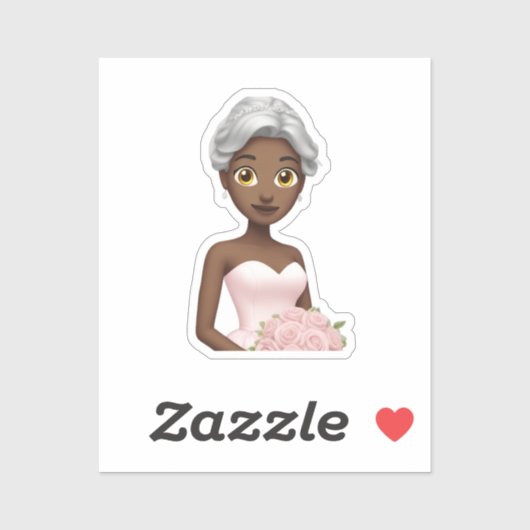 Elegant Bride Emoji with Pink Gown シール (シート)