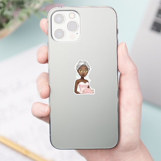 Elegant Bride Emoji with Pink Gown  シール (スマートフォン)