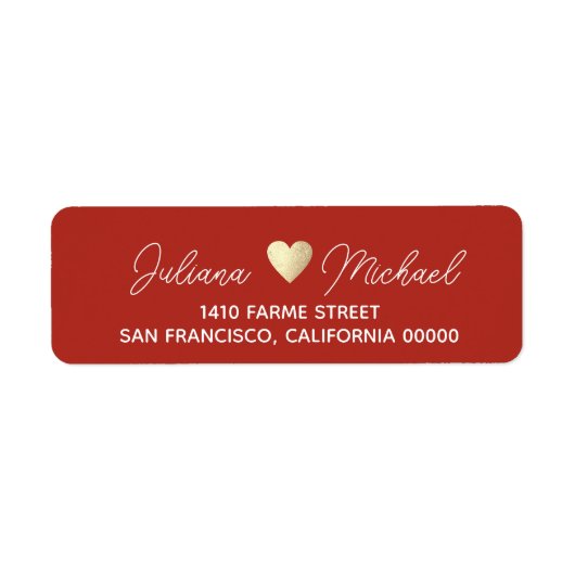 Elegant bride groom brick-red wedding ラベル (正面)