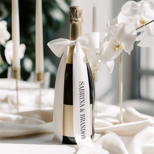 Elegant Bride & Groom Names Single Inscription サテンリボン