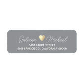 Elegant bride groom wedding return address gray ラベル (正面)