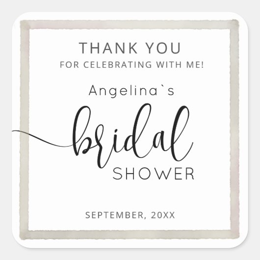 Elegant Bride Shower Square Sticker  スクエアシール (正面)
