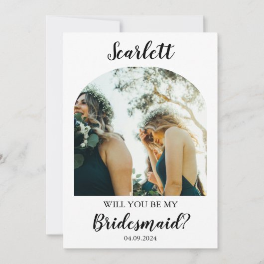Elegant Bridesmaid Proposal Photo Card 招待状 (正面)