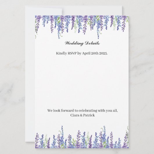 Elegant Bridgerton Wedding Invitation 招待状 (裏面)