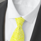 Elegant Bright Lemon Yellow Floral Pattern ネクタイ