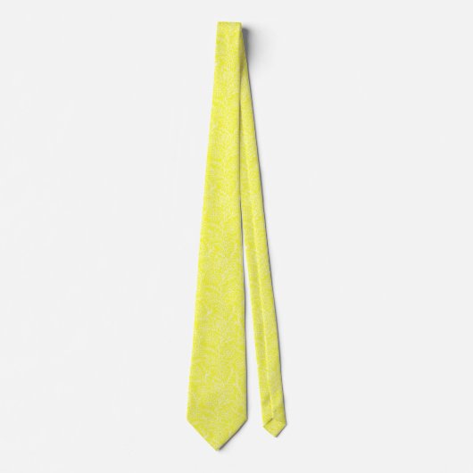 Elegant Bright Lemon Yellow Floral Pattern ネクタイ (正面)