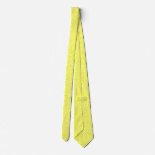 Elegant Bright Lemon Yellow Floral Pattern ネクタイ (裏面)