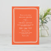 Elegant Bright Orange Retro Unique QR Code Wedding 招待状 (スタンド正面)