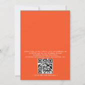 Elegant Bright Orange Retro Unique QR Code Wedding 招待状 (裏面)