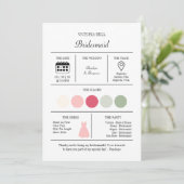 Elegant Bright Pink Bridesmaid Information Card 招待状 (スタンド正面)