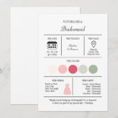 Elegant Bright Pink Bridesmaid Information Card 招待状 (正面/裏面)