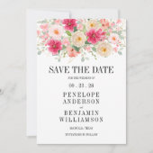Elegant Bright Pink Floral Wedding Save The Date (正面)