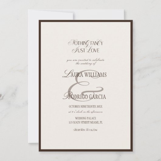 Elegant Brown And Beige Old Money Wedding 招待状 (正面)