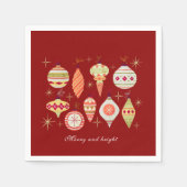 Elegant Brown and Bright Ornaments Holiday スタンダードカクテルナプキン (正面)