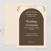 Elegant Brown Arch Floral Wedding Invitation | Min 招待状 (正面/裏面)