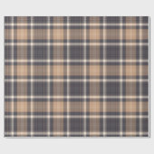 Elegant Brown | Beige | Dark Grey Plaid Checkered ラッピングペーパー (フラット)