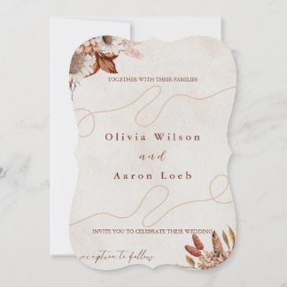 Elegant Brown & Beige Wedding Invitation
