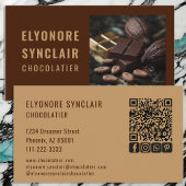 Elegant Brown Caramel Chocolatier Photo Social QR  名刺