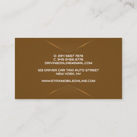 Elegant brown Chauffeur Driver 名刺 (裏面)