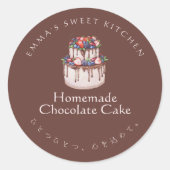 Elegant Brown Chocolate Berry Cake Bakery Product ラウンドシール (正面)