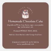 Elegant Brown Chocolate Cake Bakery Ingredient スクエアシール (正面)