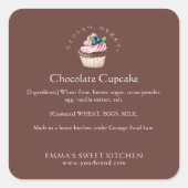 Elegant Brown Chocolate Cupcake Bakery Ingredient スクエアシール (正面)