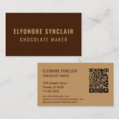 Elegant Brown Chocolate Maker Social Icon QR Code  名刺 (正面/裏面)