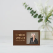 Elegant Brown Chocolatier Personal Photo Social QR 名刺 (スタンド正面)