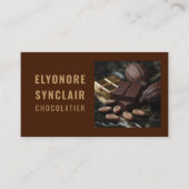 Elegant Brown Chocolatier Photo Social QR Code  名刺 (正面)