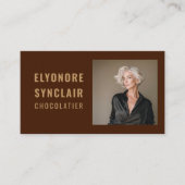 Elegant Brown Chocolatier Photo Social QR Code  名刺 (正面)