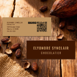 Elegant Brown Chocolatier Social Icon QR Code  スキニー名刺
