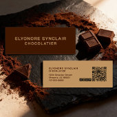 Elegant Brown Chocolatier Social Icon QR Code  スキニー名刺