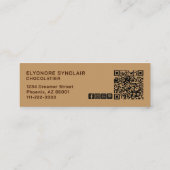 Elegant Brown Chocolatier Social Icon QR Code  スキニー名刺 (裏面)