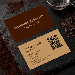 Elegant Brown Chocolatier Social Icon QR Code  名刺
