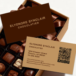 Elegant Brown Chocolatier Social Icon QR Code  名刺