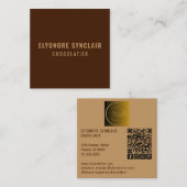 Elegant Brown Chocolatier Social Logo QR Code スクエア名刺 (正面/裏面)