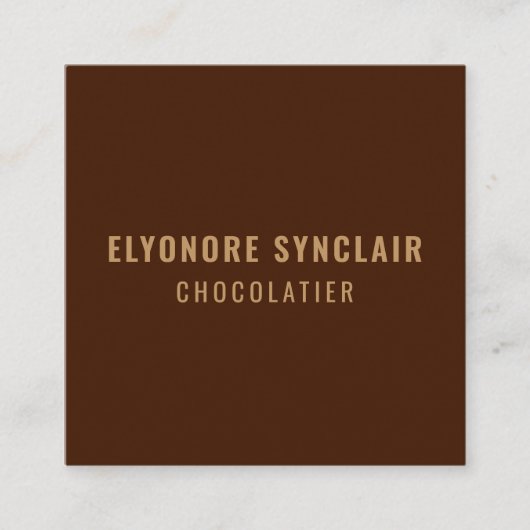 Elegant Brown Chocolatier Social Logo QR Code スクエア名刺 (正面)