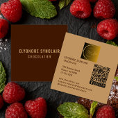 Elegant Brown Chocolatier Social Logo QR Code  スクエア名刺