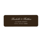 Elegant Brown Classic Wedding Return Address Label ラベル (正面)
