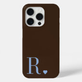 Elegant brown &dusty blue monogram initial Case-Mate iPhoneケース (裏面)