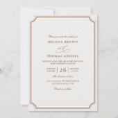 Elegant Brown Ecru Classic Budget QR Code Wedding 招待状 (正面)