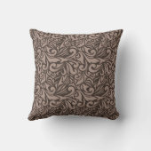 Elegant Brown Floral Pattern on Light Pink Back クッション (裏面)