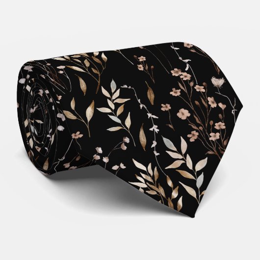 Elegant Brown Flower Floral Botanical Pattern ネクタイ (ロール)