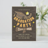 Elegant Brown Gold Graduation Party Invitation 招待状 (スタンド正面)