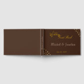 Elegant Brown & Gold String Lights Wedding  ゲストブック (全面)