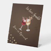 Elegant Brown & Gold String Lights Wedding  台座サイン (正面)