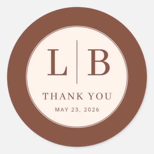 Elegant Brown Gratitude Circle ラウンドシール (正面)
