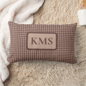 Elegant Brown Houndstooth Monogram Classic Preppy ランバークッション (ブランケット)