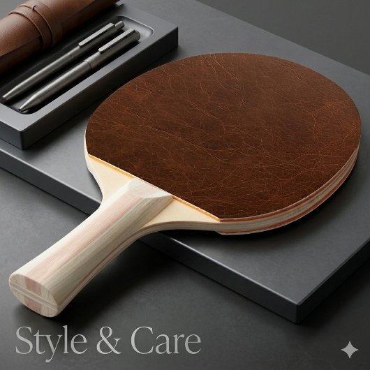 Elegant Brown Leather Finish Texture 卓球ラケット